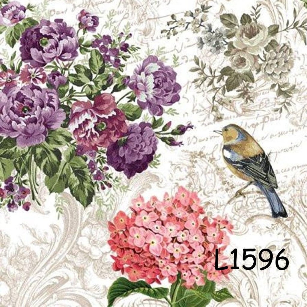 pak servetten = 20 stuks - bloemen vogel L1596, Verzenden, Nieuw