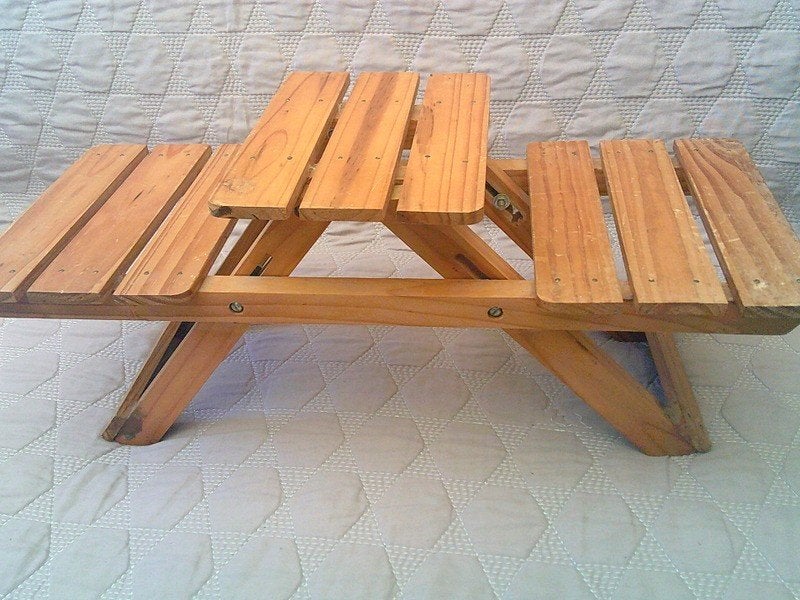 Houten plantenstandaard poppen tafel stoel picknickstyle, Hout, Gebruikt, Meerkleurig, Overige stijlen