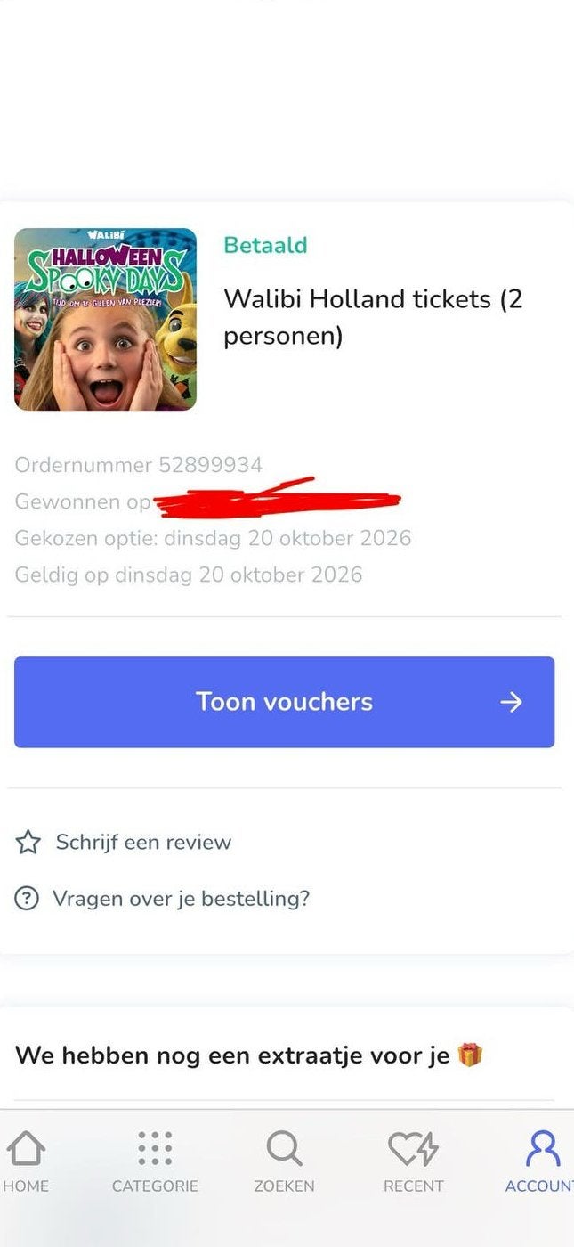 Walibi holland 2 tickets, Twee personen, Ticket of Toegangskaart