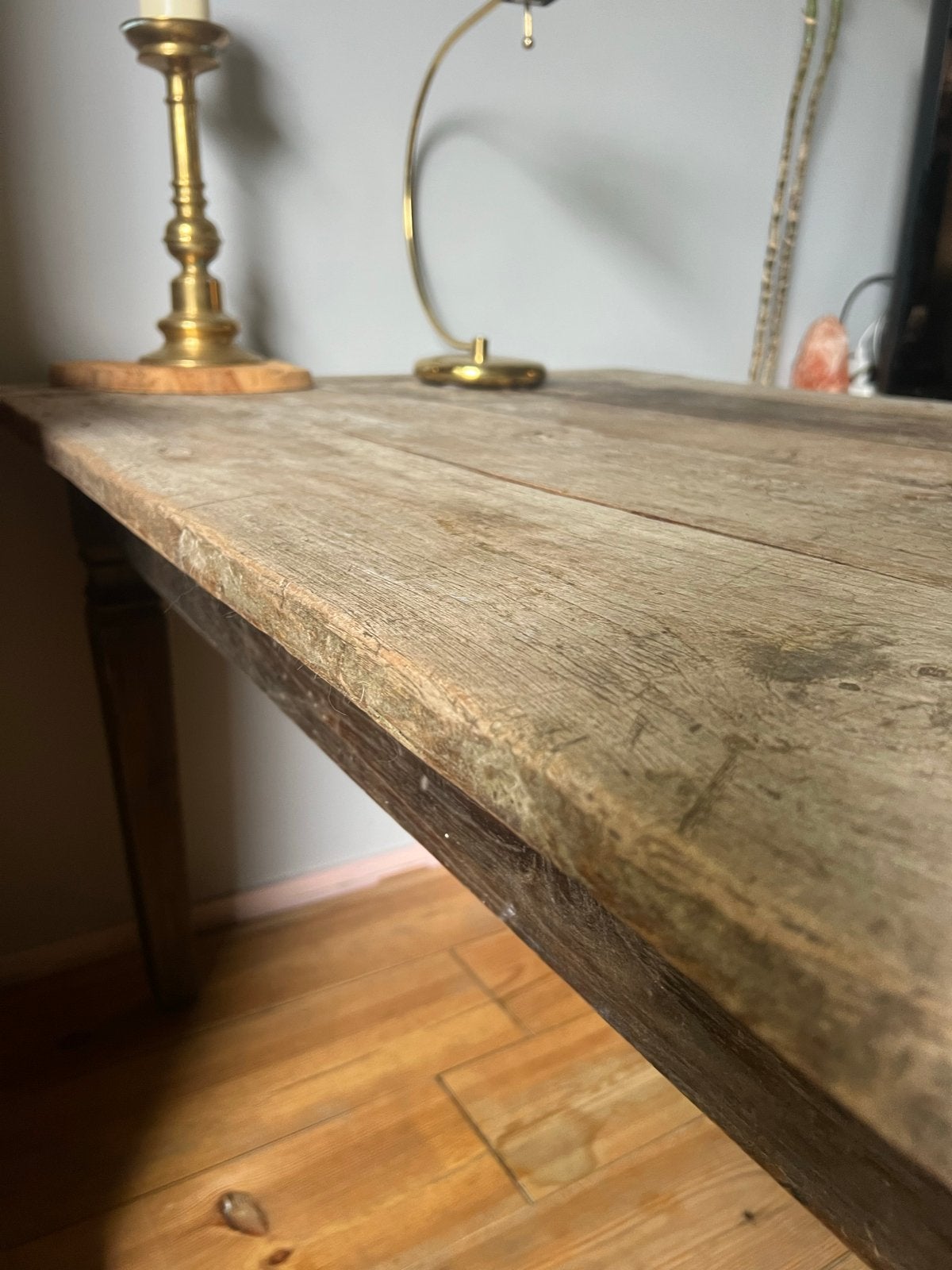Authentieke robuuste antieke boerentafel 218 x 92 cm met la, Ophalen