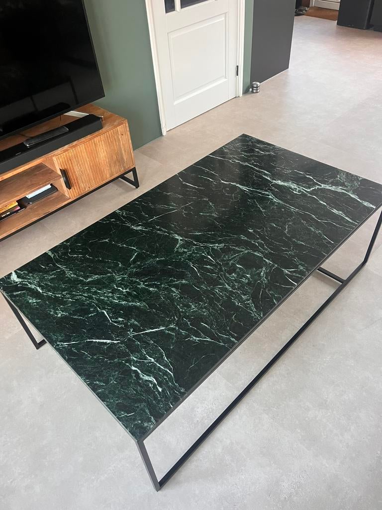 Salontafel marmer groen, Huis en Inrichting, Tafels | Salontafels, Ophalen, 100 tot 150 cm, 50 tot 100 cm, Zo goed als nieuw