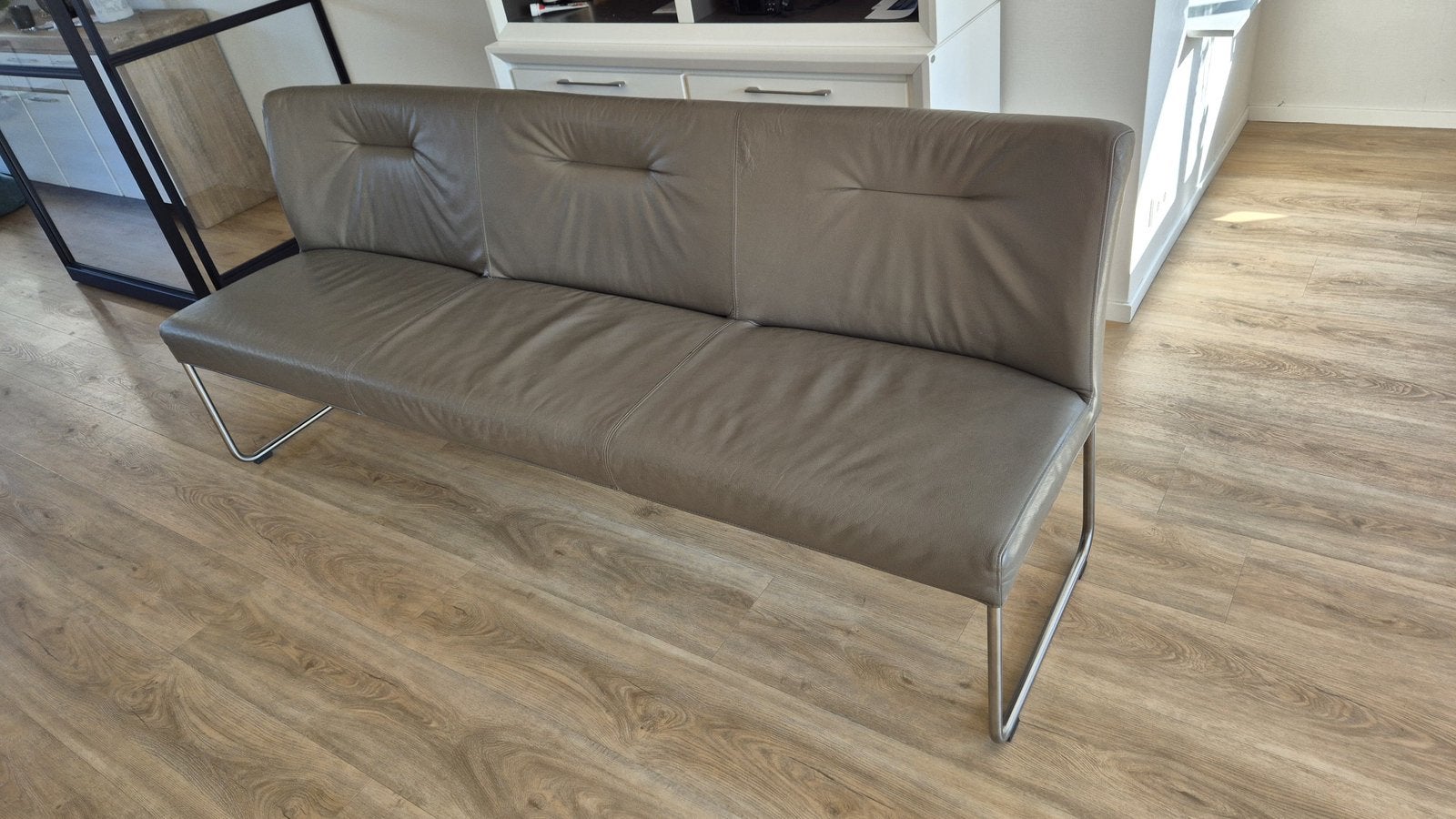 Eettafel bank (leer), Ophalen, Zo goed als nieuw, Leer, Vijf, Zes of meer stoelen