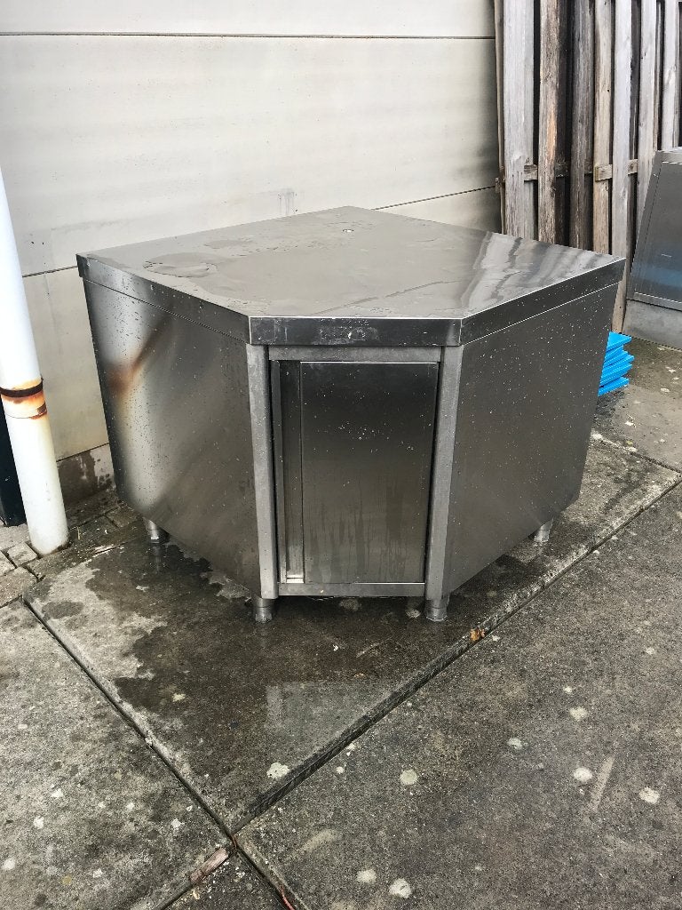 RVS Hoekkast / werkkast met klapdeur en inleg element, Ophalen, Gebruikt, 50 tot 100 cm, Minder dan 100 cm