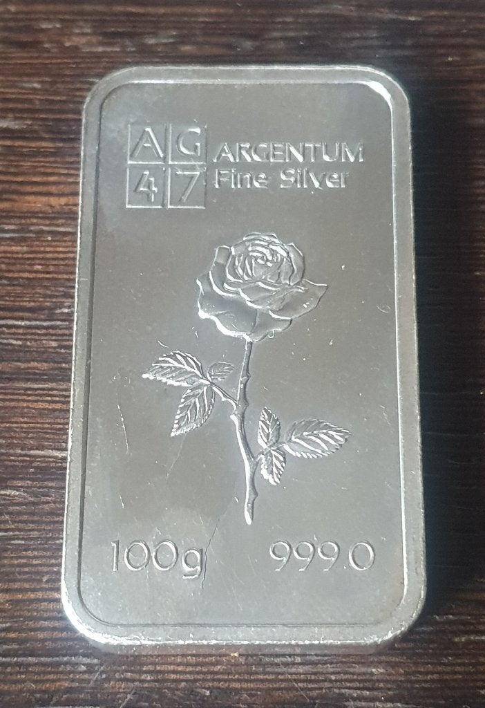 100 gram zilver baar Ag 47 atoomnr, Ophalen, Zilver