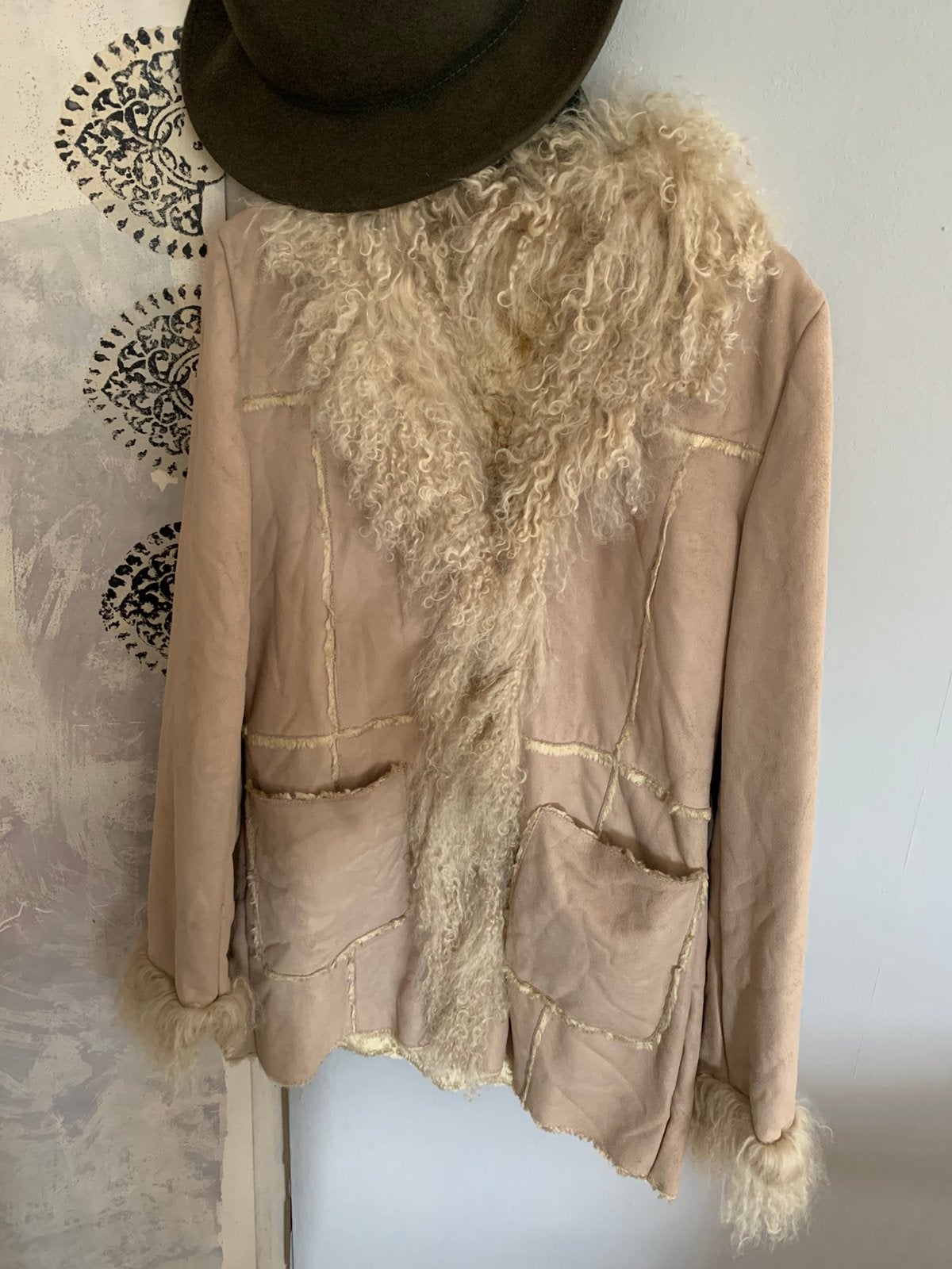 Vintage mongolian fur jas S, -, Beige, -, Ophalen of Verzenden