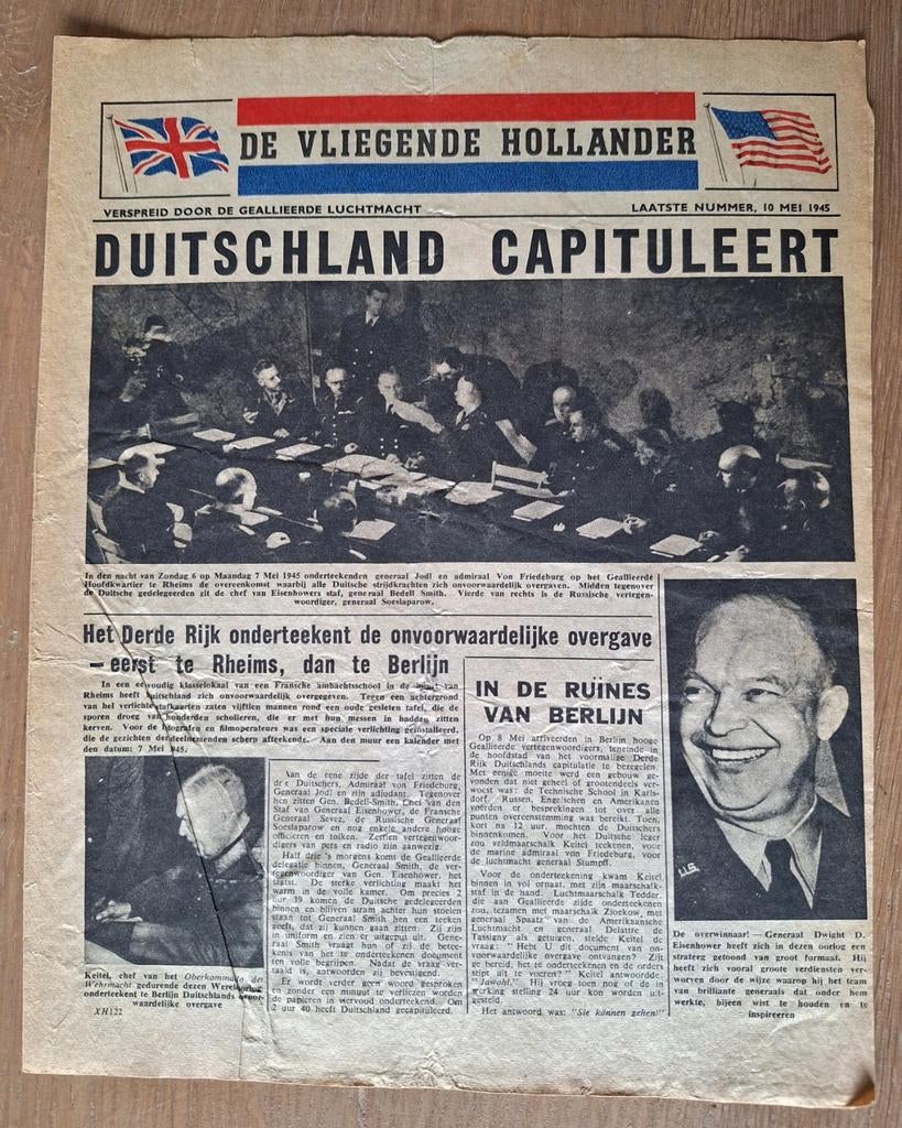 Krant De Vliegende Hollander 10 mei 1945, Ophalen of Verzenden, Overige soorten, Nederland, Boek of Tijdschrift