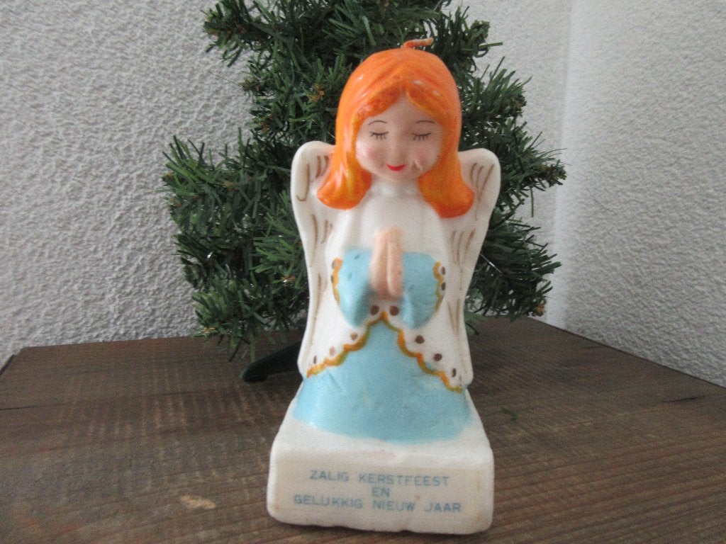 Oude antieke Kerst kaars engel, Ophalen of Verzenden, Gebruikt