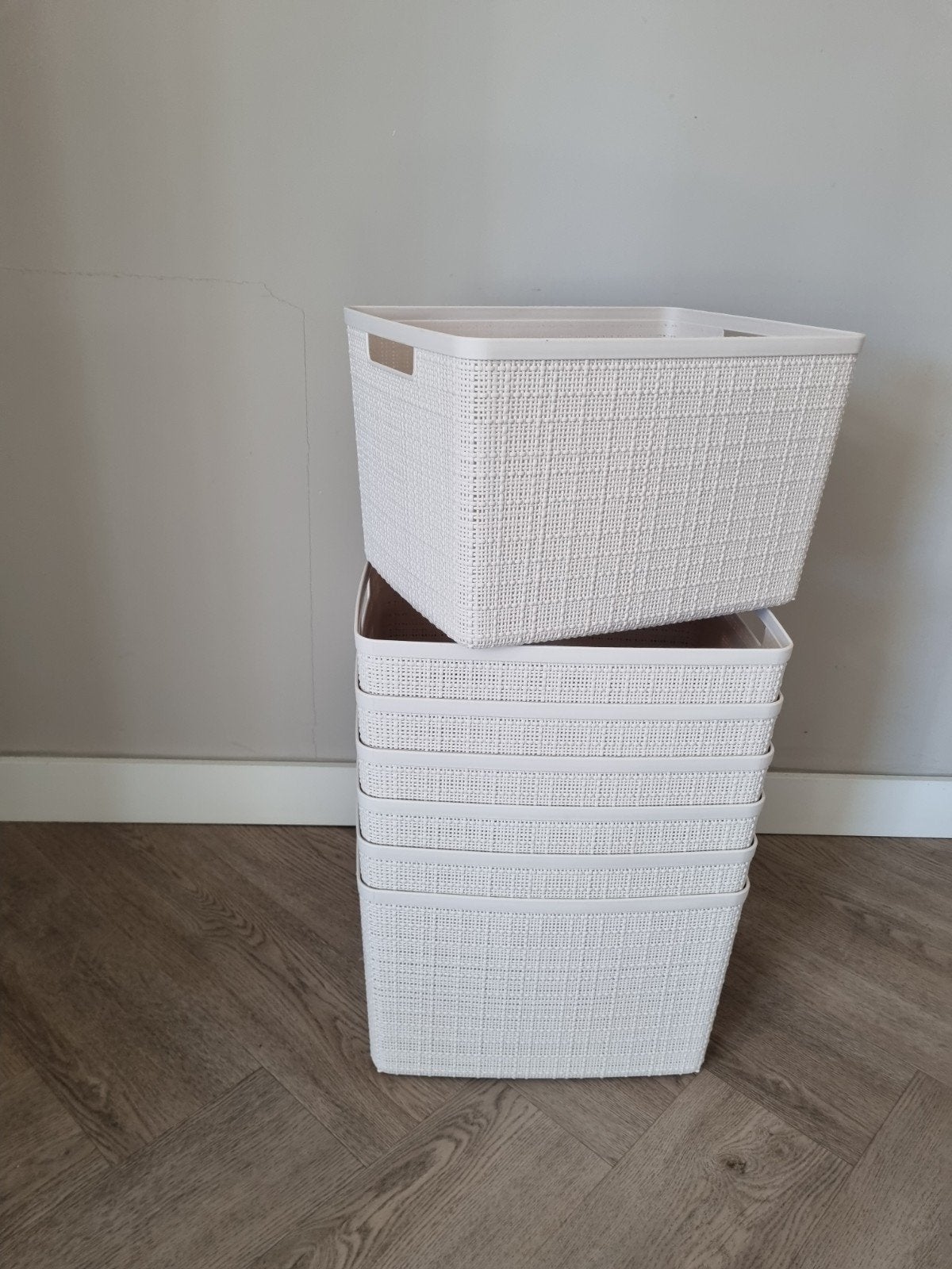 Opbergmanden jute off white curver 20 ltr, Ophalen, Doos, Minder dan 35 cm, Zo goed als nieuw