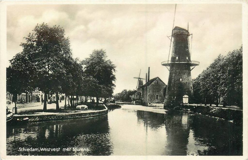 388-535-049 Schiedam Westvest met Molens, Verzenden, Voor 1920, Zuid-Holland