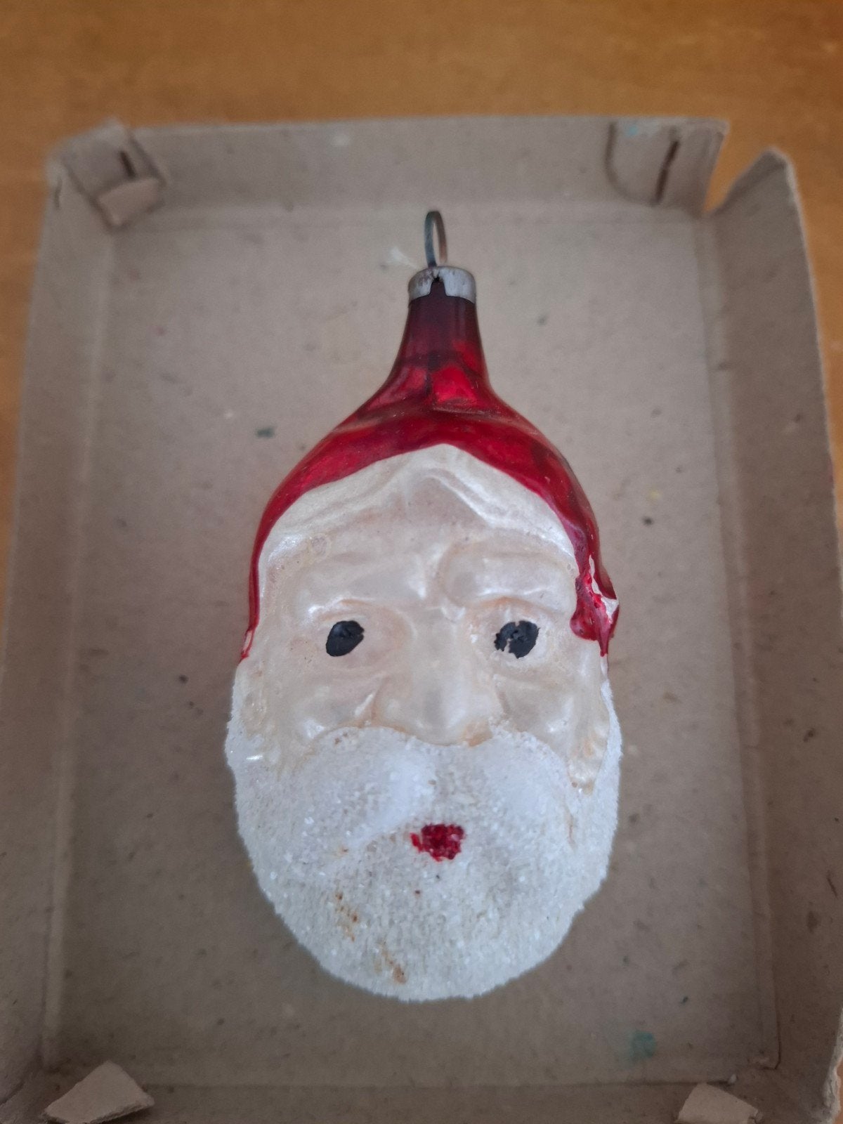 Oude kerstbal, hoofd van kerstman, Ophalen of Verzenden, Zo goed als nieuw