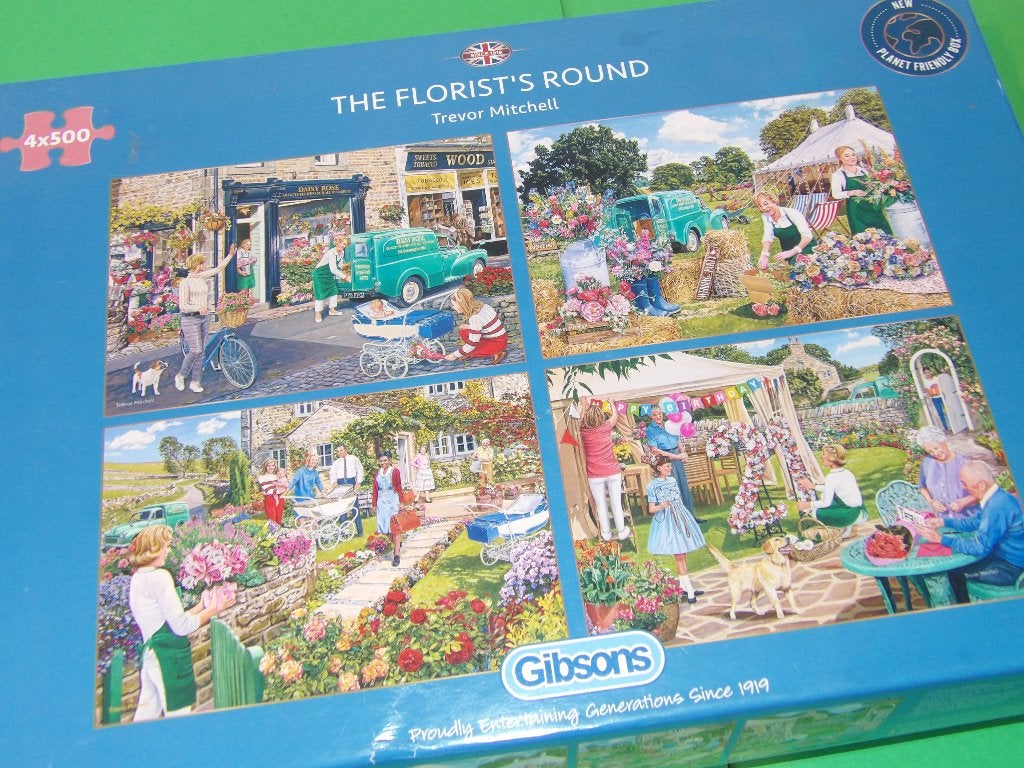 gibsons puzzel 4 x 500 stukjes, Hobby en Vrije tijd, Denksport en Puzzels, Ophalen of Verzenden, 500 t/m 1500 stukjes, Zo goed als nieuw