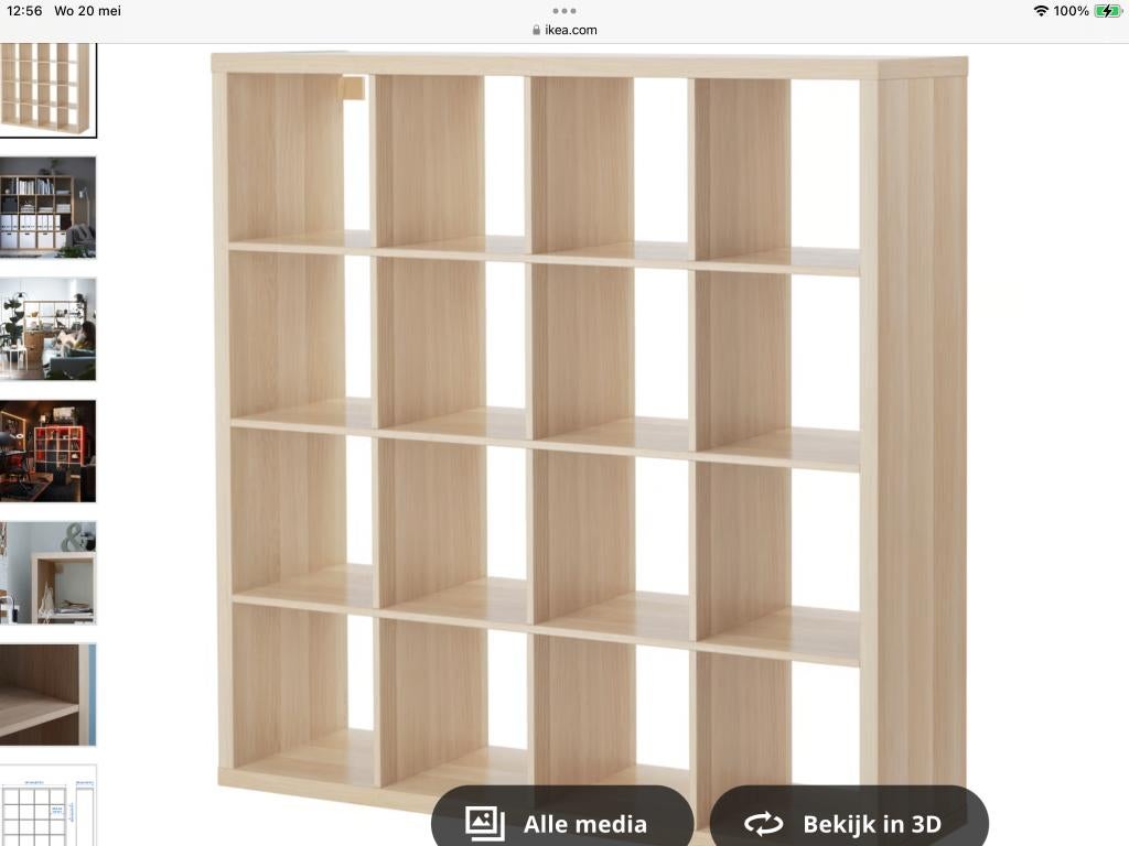 GEZOCHT: lichte hout kleur Kallax kast - 4x4 - 16 vakken, Ophalen, 100 tot 150 cm, 100 tot 150 cm, Zo goed als nieuw