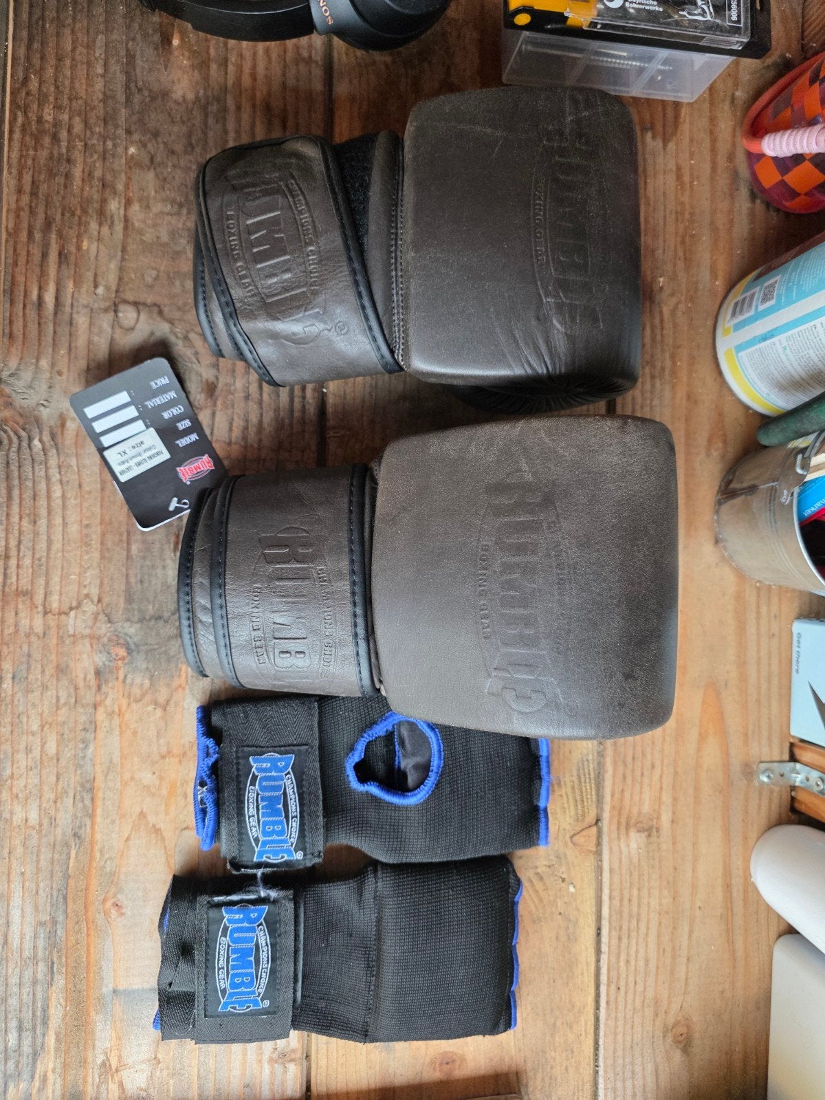 Rumble Boks- en Binnenhandschoenen XL - Zwart/Blauw, Ophalen of Verzenden, Gebruikt, Bokshandschoenen