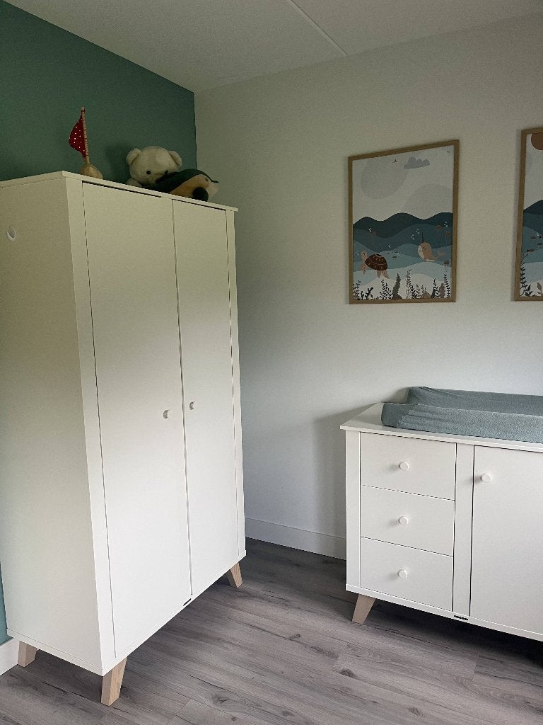 Kidsmill Lars babykamer set – kledingkast en commode – wit, Ophalen, Gebruikt, Jongetje of Meisje