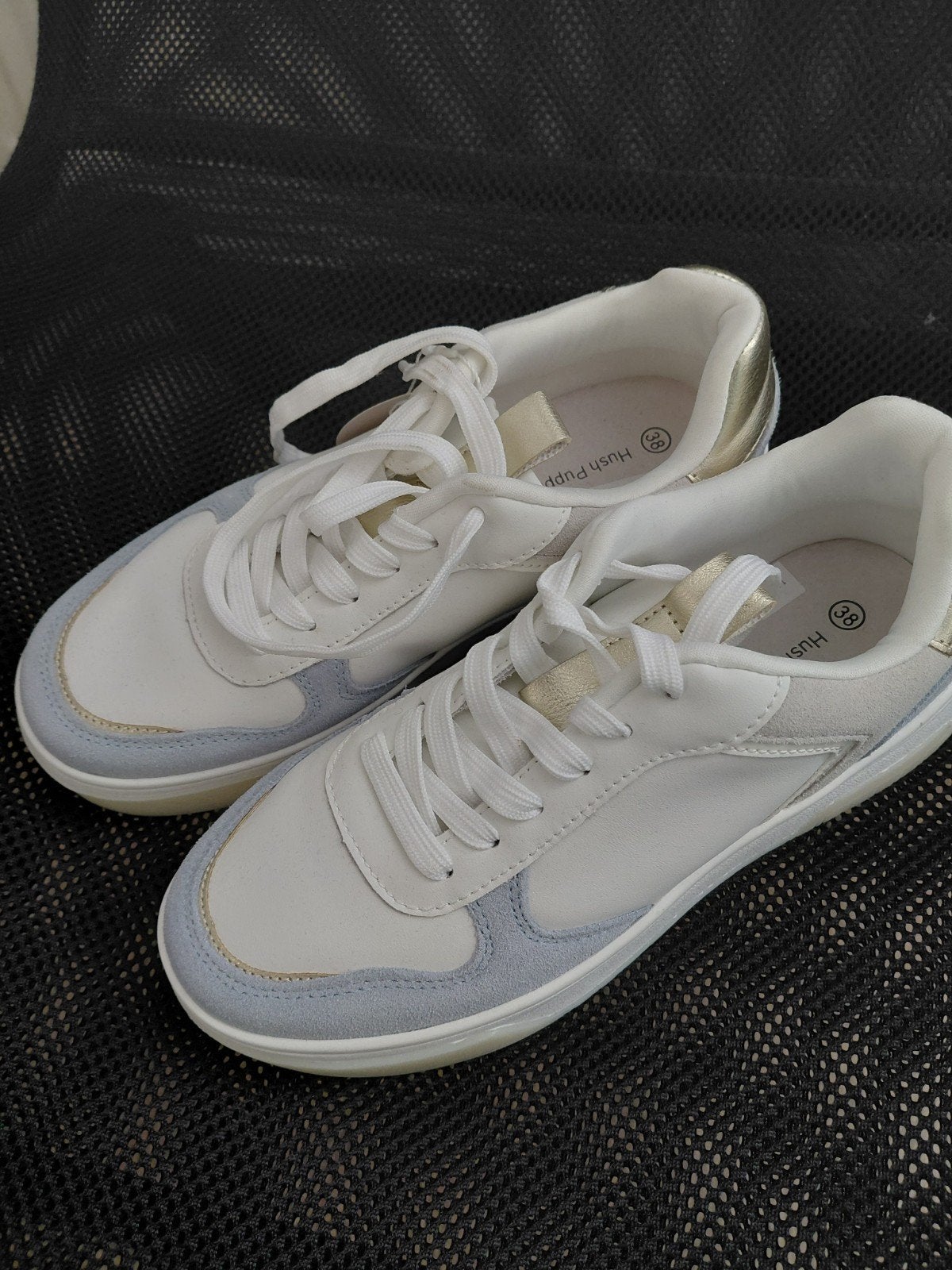Hush Puppies Sneakers Maat 38 - Wit/Goud/Lichtblauw, Wit, Nieuw, Ophalen of Verzenden, Sneakers of Gympen