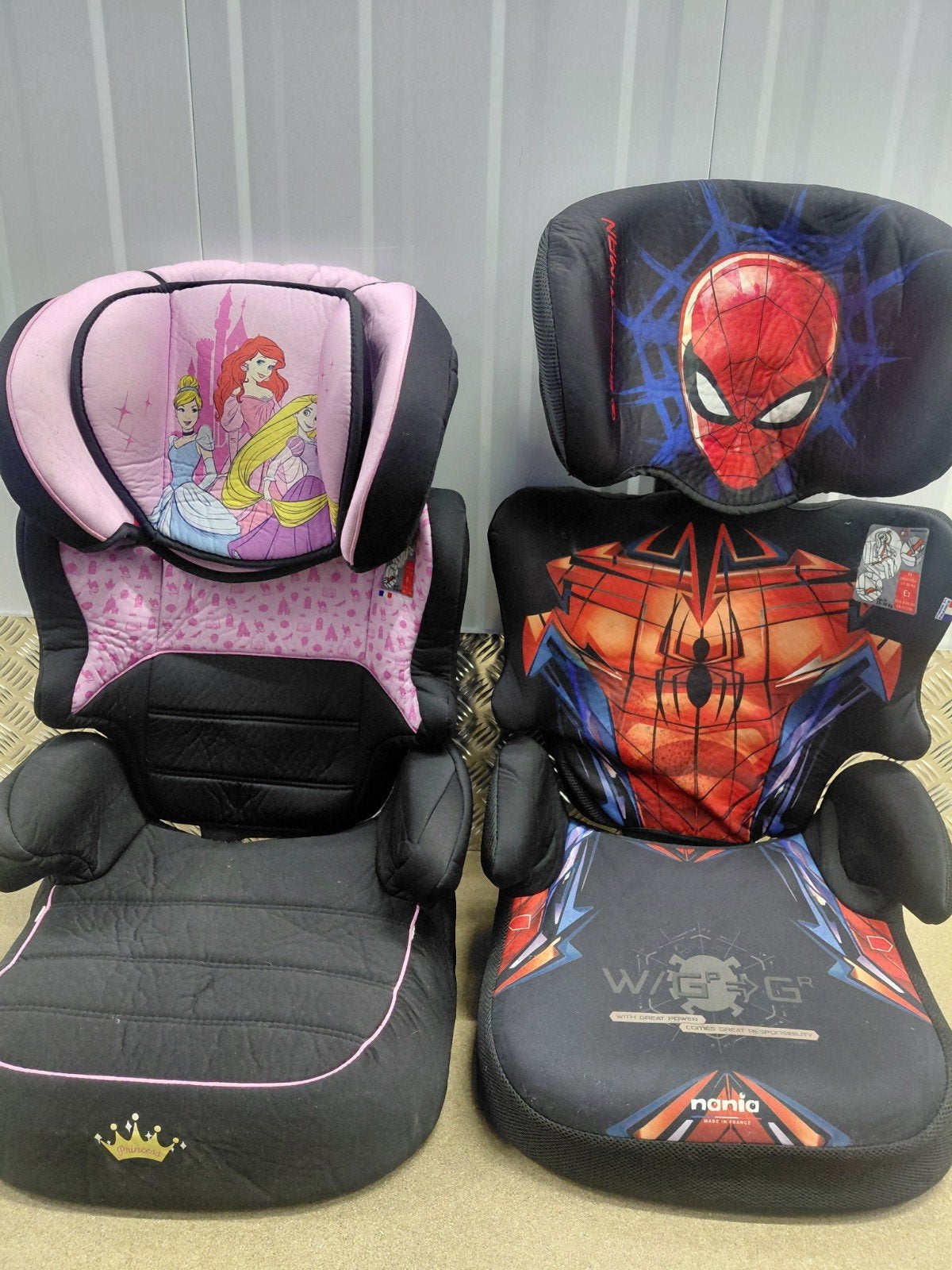 Autostoel Disney Prinsessen en Spiderman (2 stuks), 15 t/m 36 kg, Afneembare rugleuning, Ophalen, Overige merken