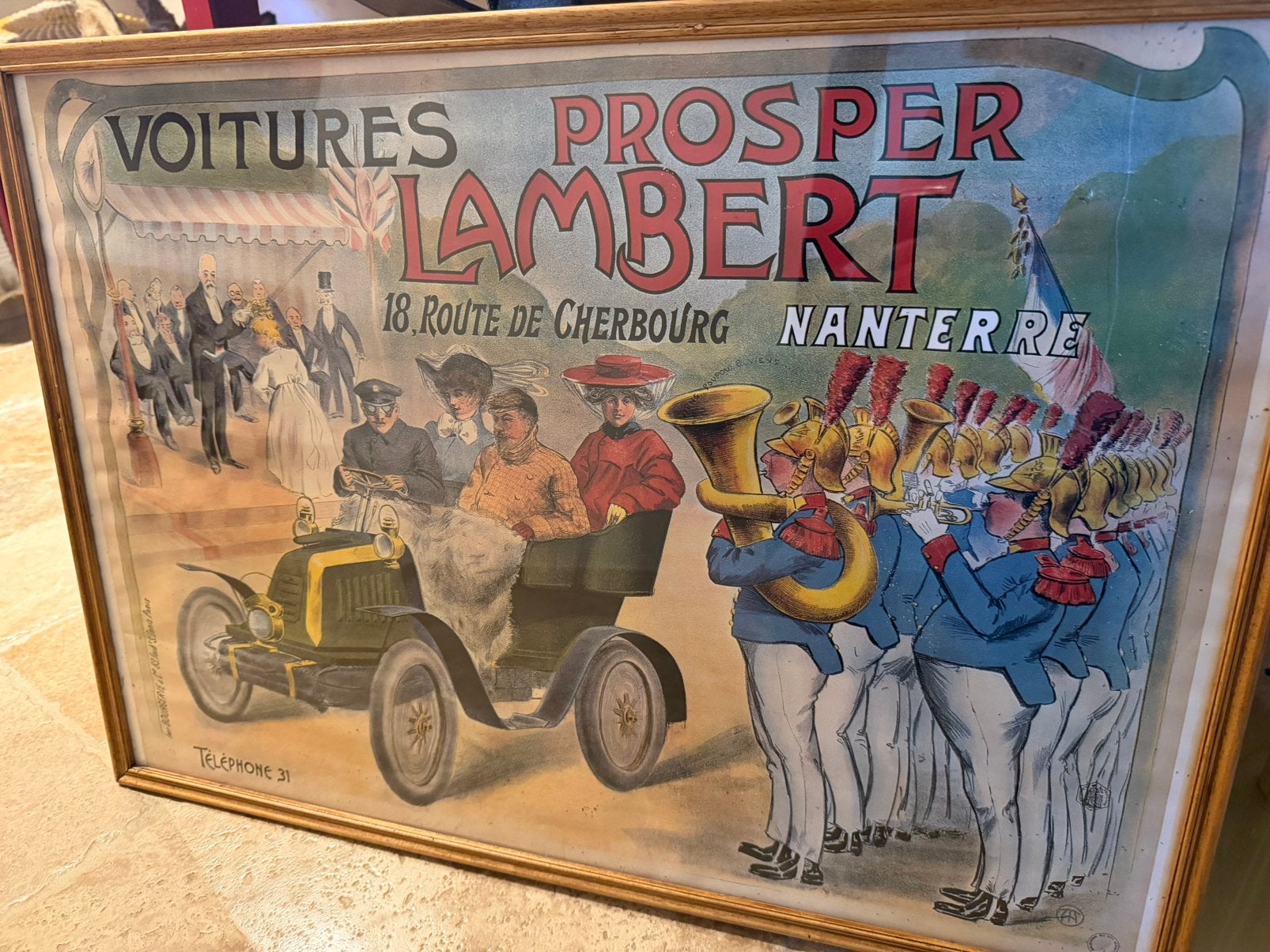 Vintage reclameposter lithografie Lambert, Antiek en Kunst, Curiosa en Brocante, Ophalen of Verzenden