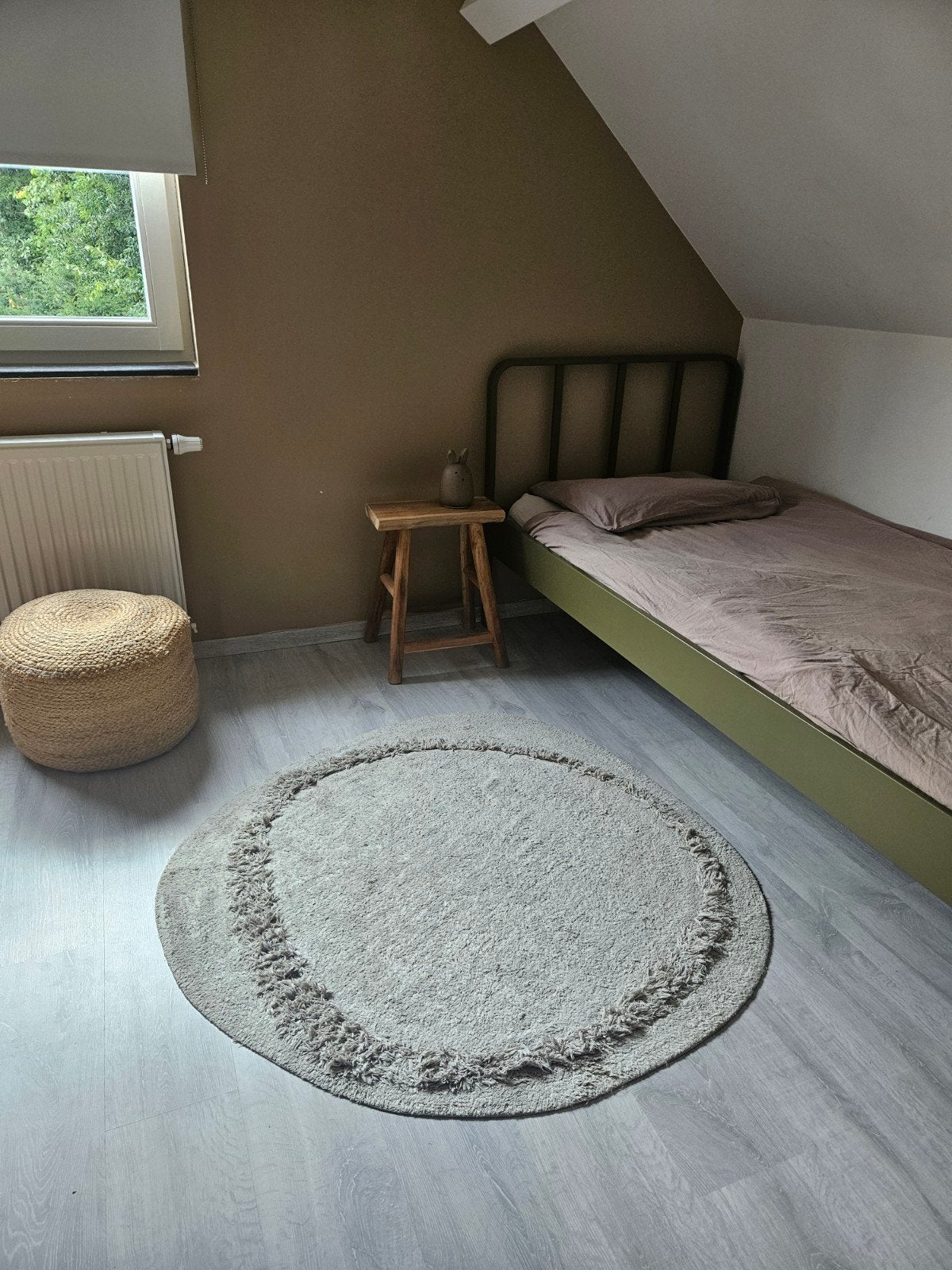 Vloerkleed 120 cm beige, Huis en Inrichting, Beige, Rond, Ophalen of Verzenden, Zo goed als nieuw