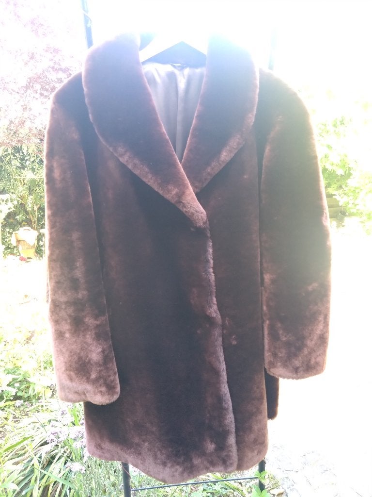 Retro Bontjas, Maat 38/40 (M), Bruin, Ophalen of Verzenden, Gedragen