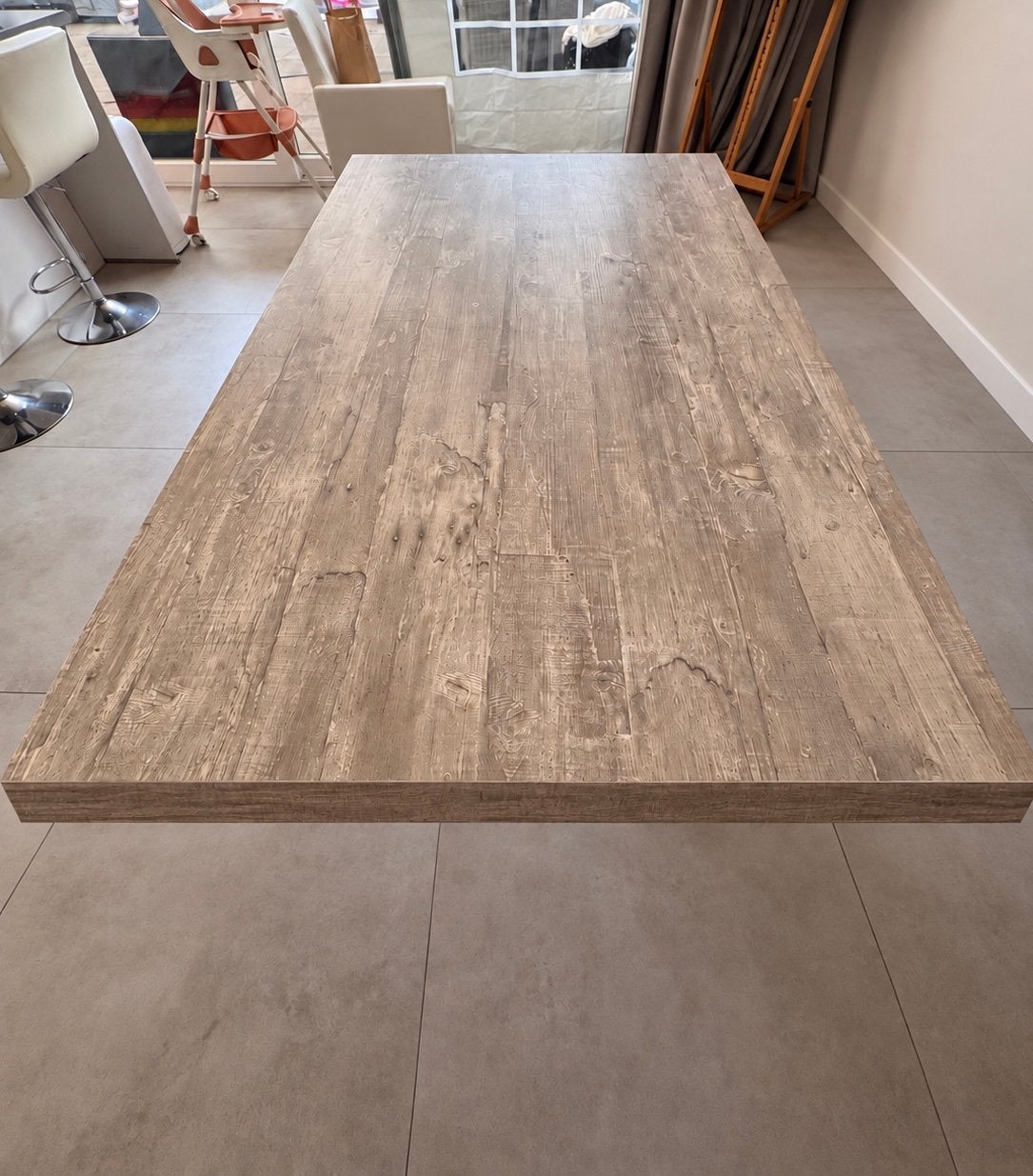 Eettafel grijs houtlook 180-280 cm