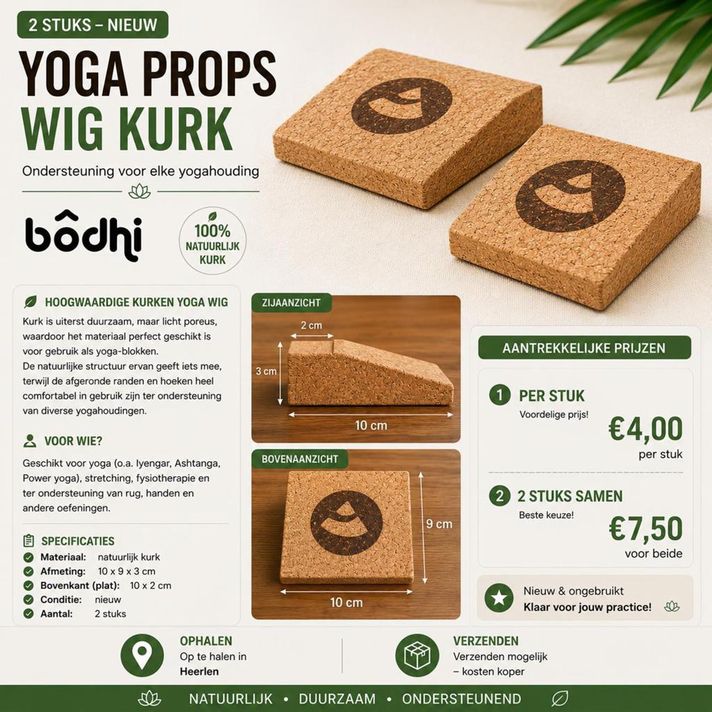 Nieuwe Bodhi Yoga Props Wig Kurk (2 stuks), Ophalen of Verzenden, Nieuw, Yoga-accessoire