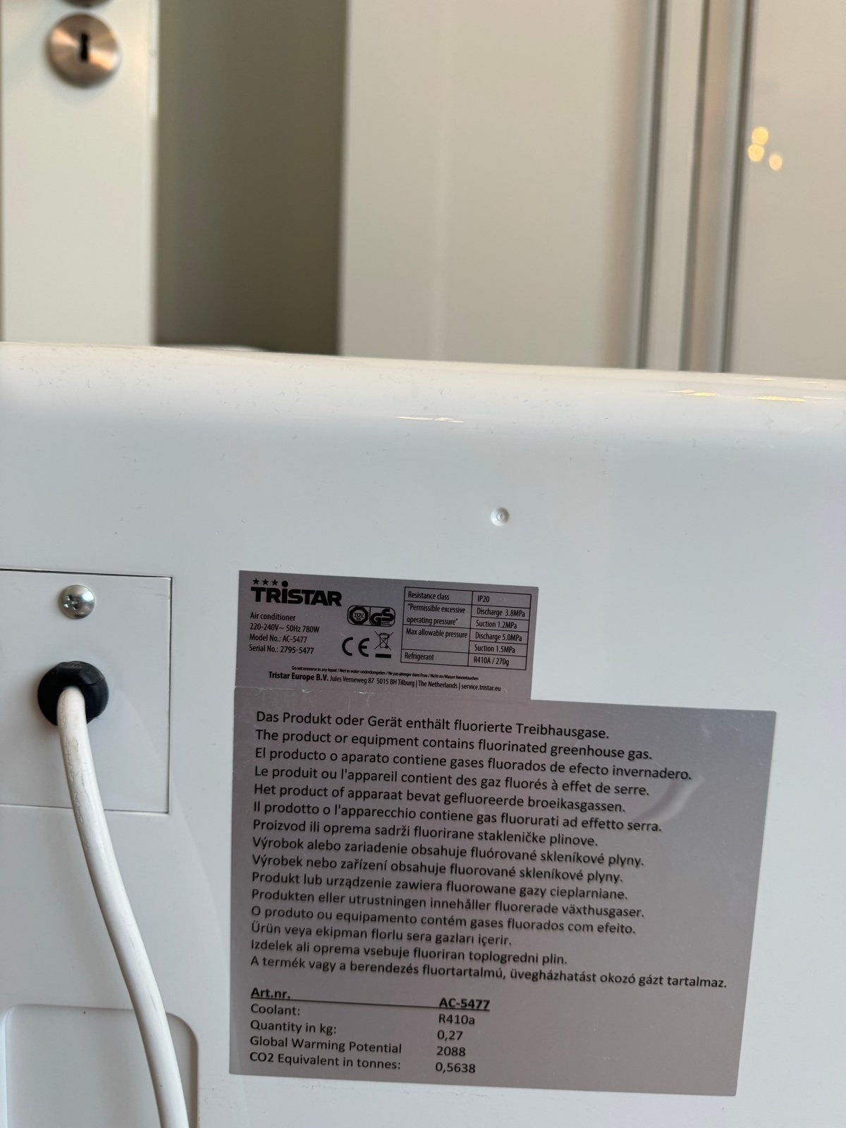 Tristar Mobiele Airco met Afvoer naar Buiten, Ophalen, Gebruikt, Minder dan 60 m³, Timer