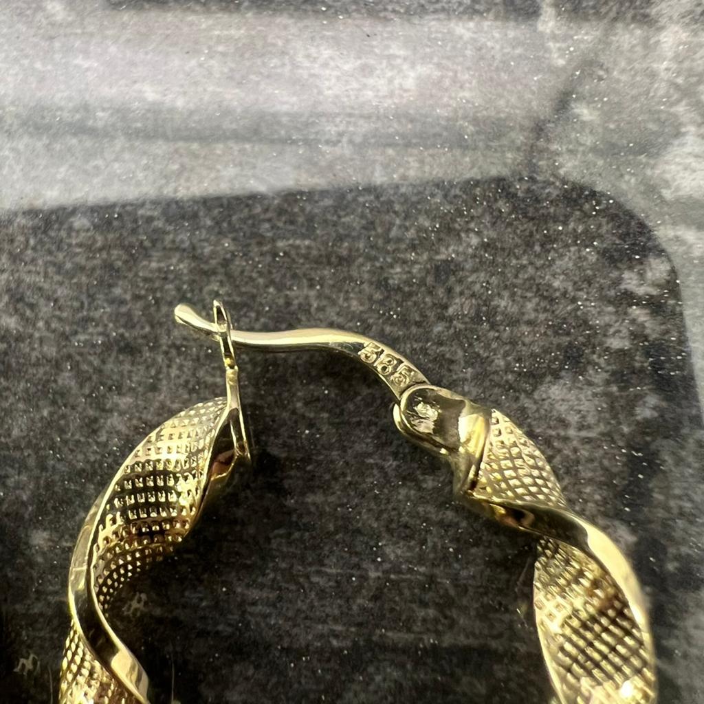 Gouden oorbellen wokkels 14 karaat goud, Ophalen of Verzenden, Nieuw, Goud