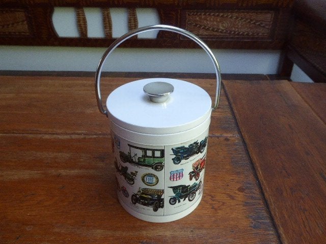 Vintage ijsemmer met antieke auto’s, Ophalen of Verzenden