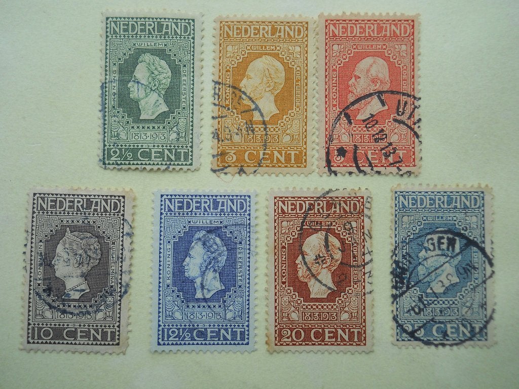Nederland 1913 Jubileumzegels Nvph.90-96 gestempeld, Ophalen of Verzenden, T/m 1940, Gestempeld