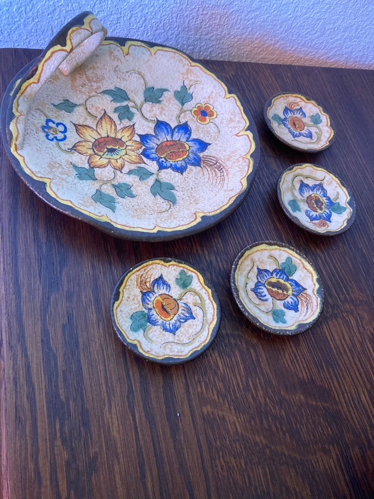 Zenith Gouda plateel presenteerschaaltje met 4 petit-foursch, Ophalen of Verzenden