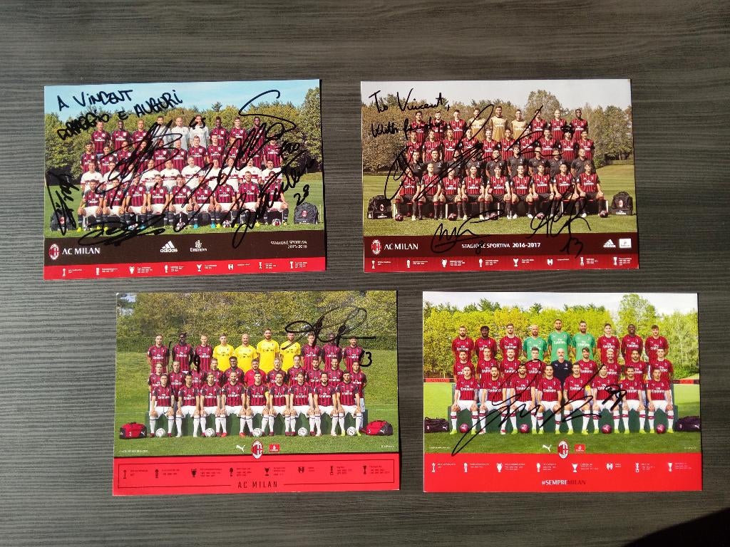 Origineel gesigneerde selectie kaarten van AC Milan, Ophalen of Verzenden, Nieuw, Buitenlandse clubs, Spelerskaart