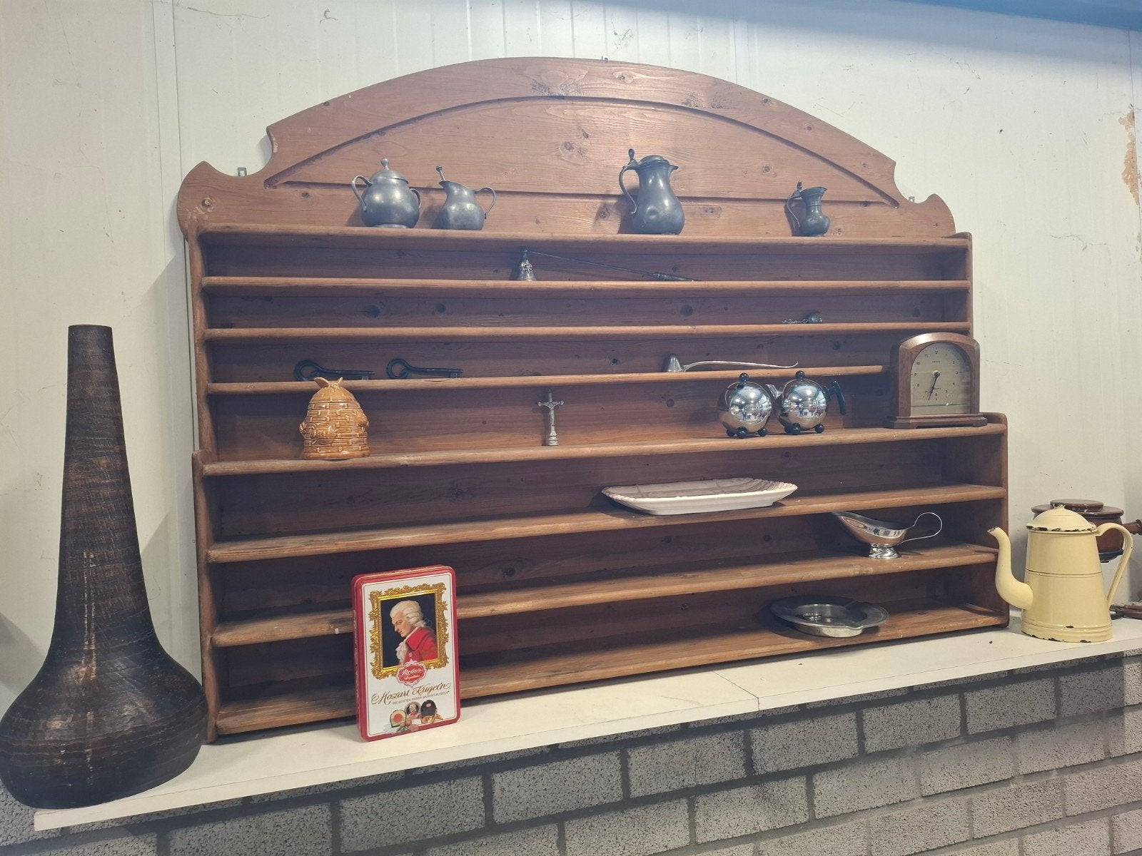 Prachtig Vintage Antiek grenen wandrek XL. Zie omschr,, Ophalen, Gebruikt, Hout
