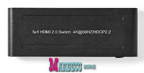 HDMI Switch, 5-Poorts - 5x HDMI Ingang, 1x HDMI Uitgang, 4K, Nedis, Nieuw, Info@marbeco.nl, Minder dan 2 meter