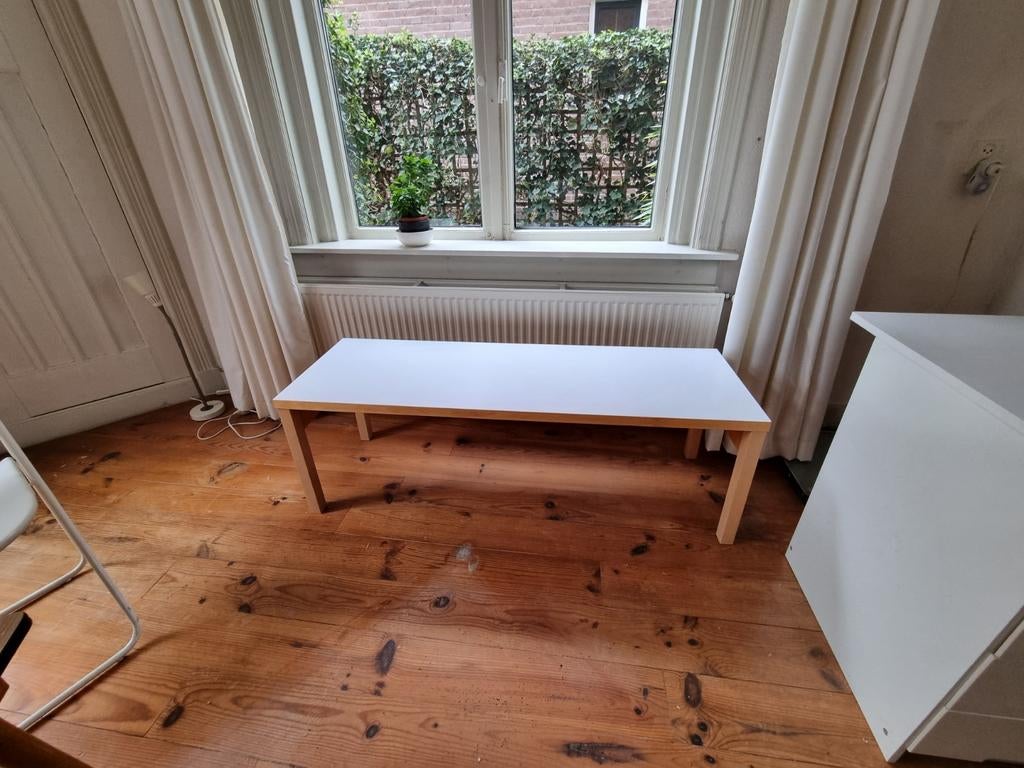 Lange lage houten tafel, Huis en Inrichting, Tafels | Sidetables, Ophalen, Gebruikt, 100 tot 150 cm, Modern