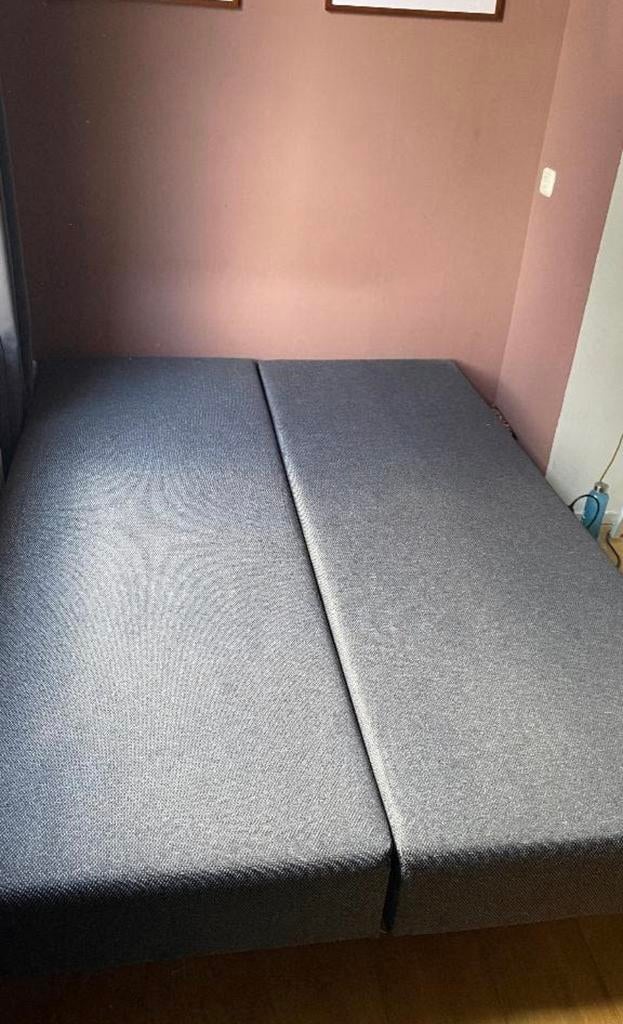 Tweepersoonsboxspring met stoffen bekleding, Huis en Inrichting, Slaapkamer | Bedden, Ophalen, Gebruikt, Tweepersoons, 140 cm