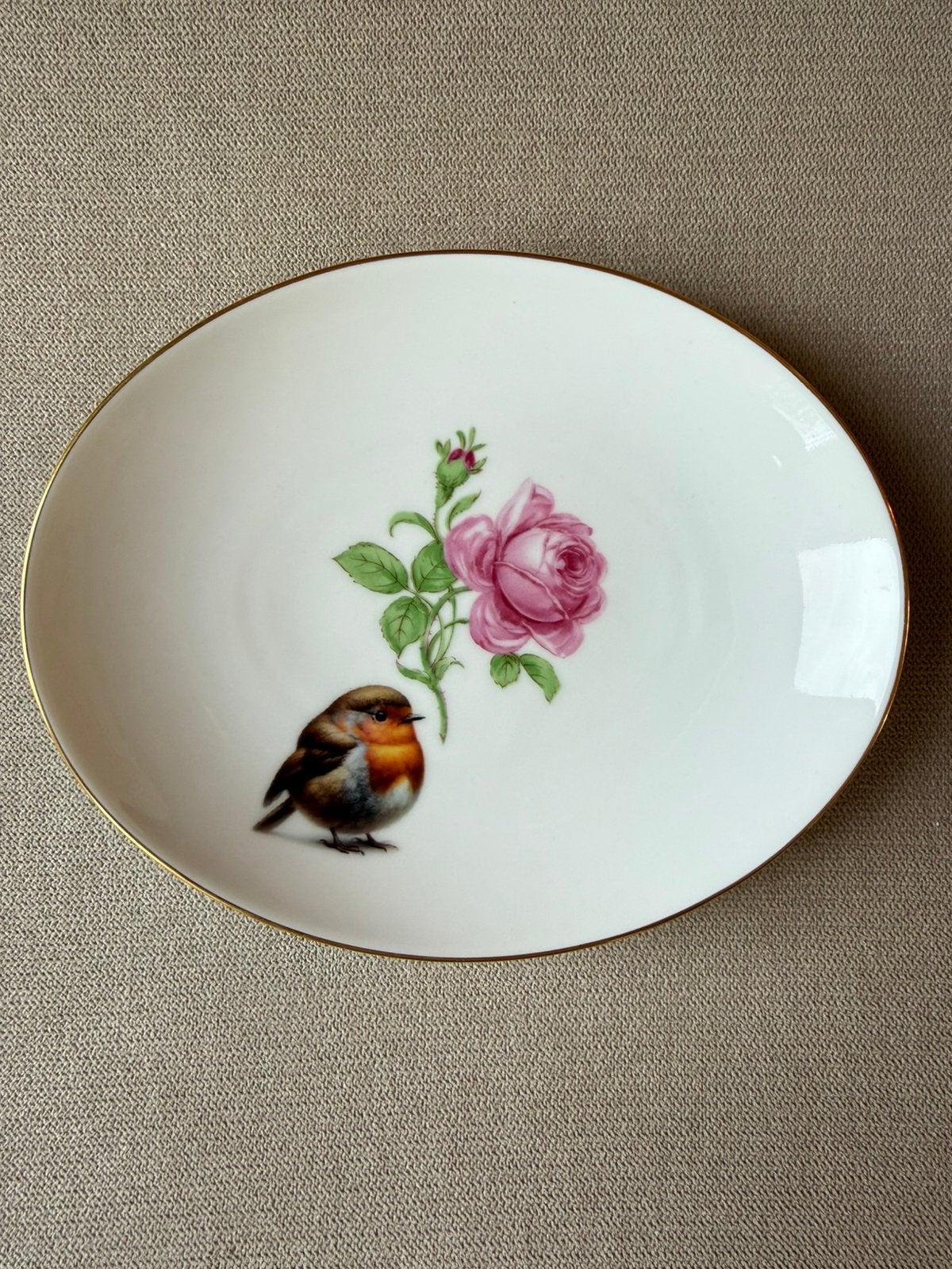 Vintage Furstenberg botanische schaal bord met roodborst, Ophalen of Verzenden