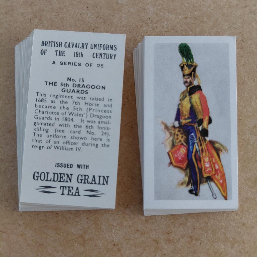 British Cavalry Uniforms 19th Century compl set 25 tea cards, Verzamelen, Militaria | Algemeen, Ophalen, Landmacht, Engeland