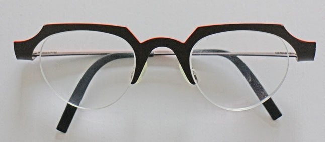 Theo design bril, nieuwstaat, met glazen op sterkte, Overige merken, Overige kleuren, Ophalen of Verzenden, Zo goed als nieuw