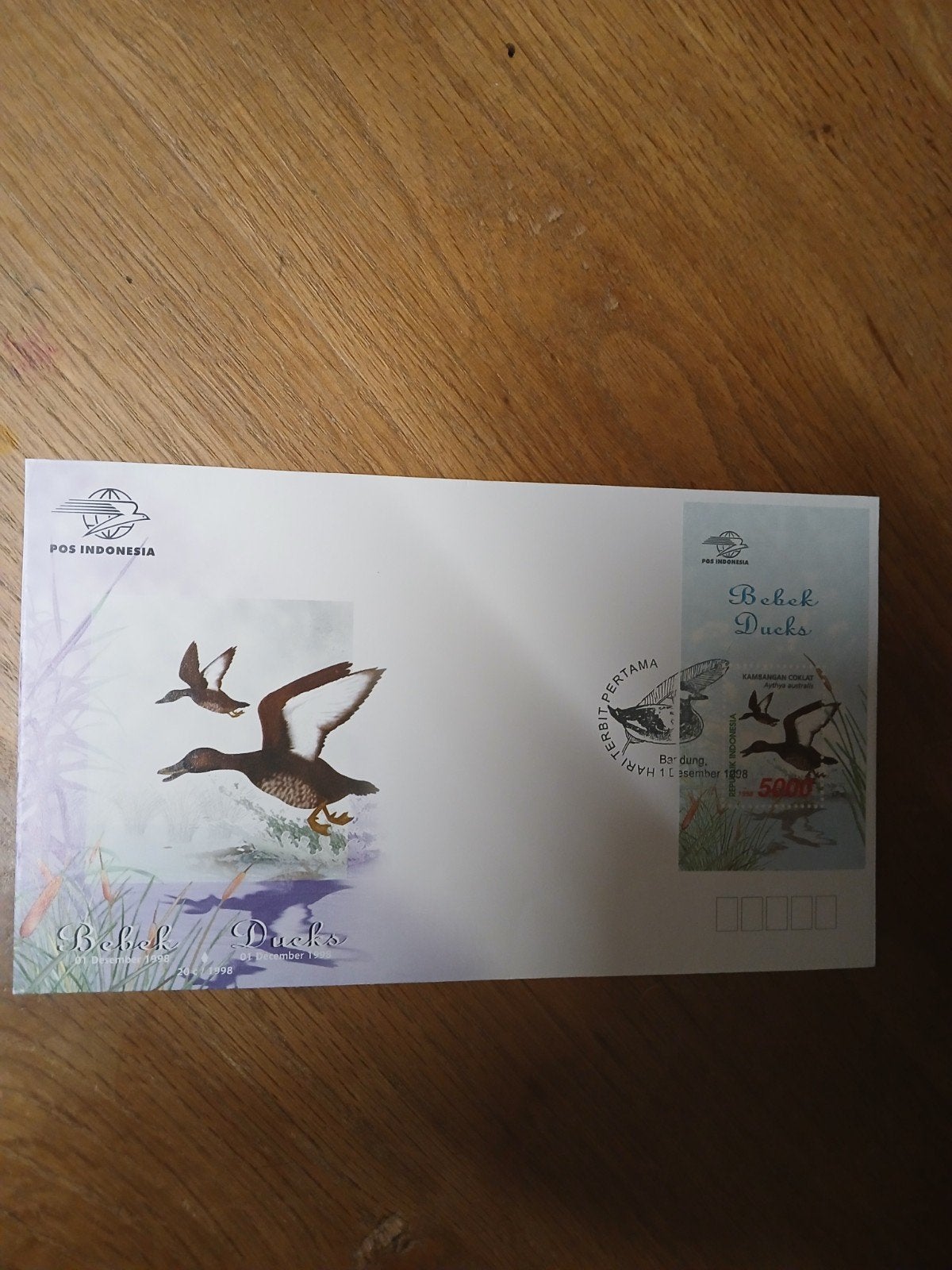 Eerste Dag Envelop Indonesië - Bebek Ducks 1998, Ophalen of Verzenden, Overige landen, Postfris