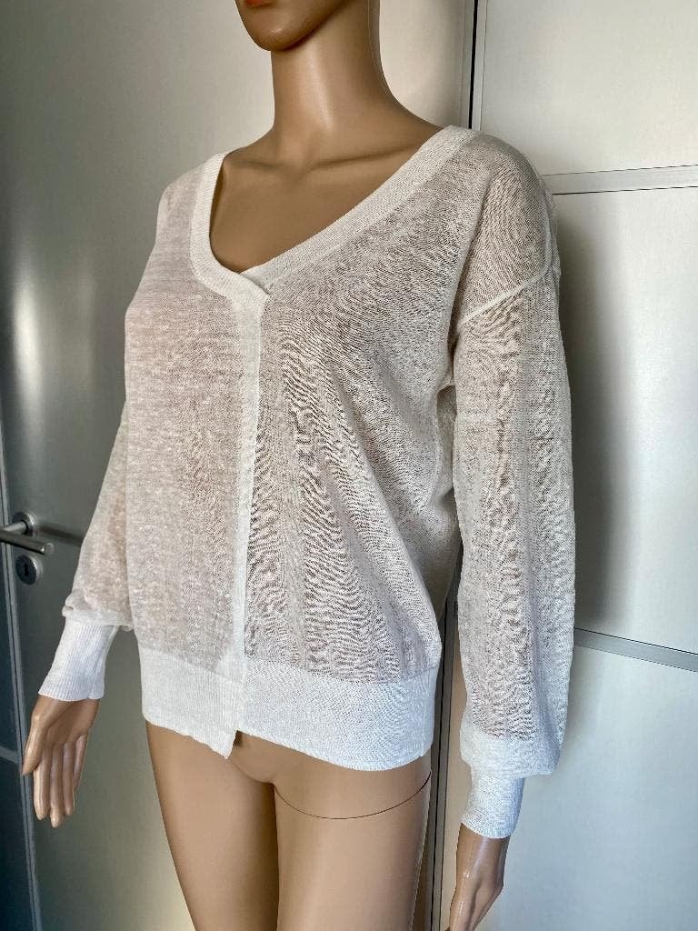 K198 Yaya maat M=38/40 linnen trui top gebroken wit, Kleding | Dames, Truien en Vesten, Maat 38/40 (M), Wit, Ophalen of Verzenden