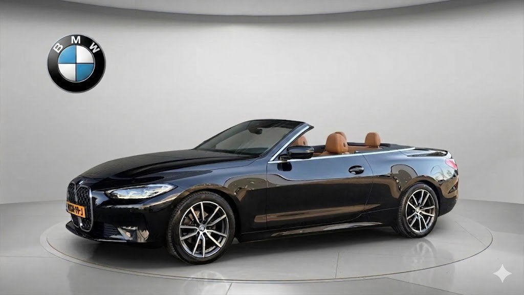 BMW 420i Cabrio zwart alle opties, Auto's, BMW, Navigatiesysteem, Cabriolet, 4 stoelen, Zwart