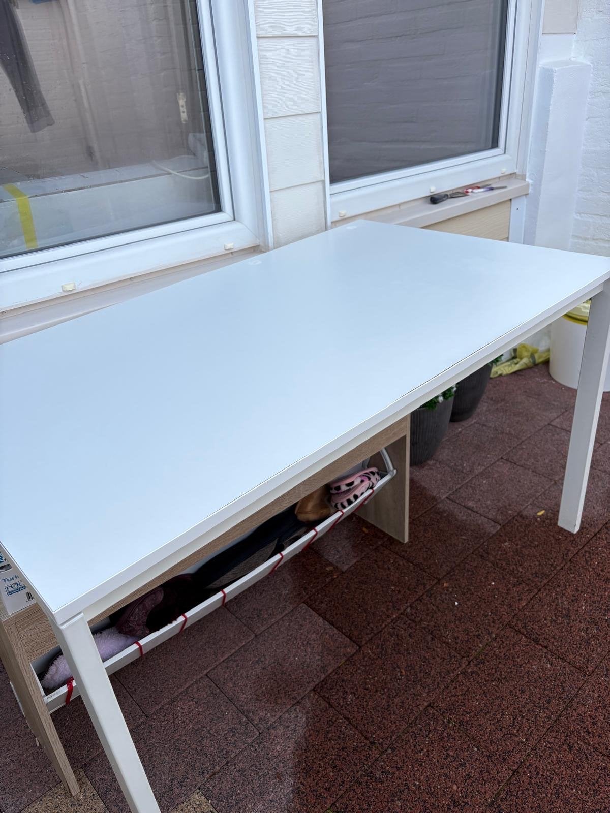 Witte eettafel/bureau veelzijdig gebruik (120x70 cm), Ophalen, Gebruikt, 100 tot 150 cm, Tot twee personen