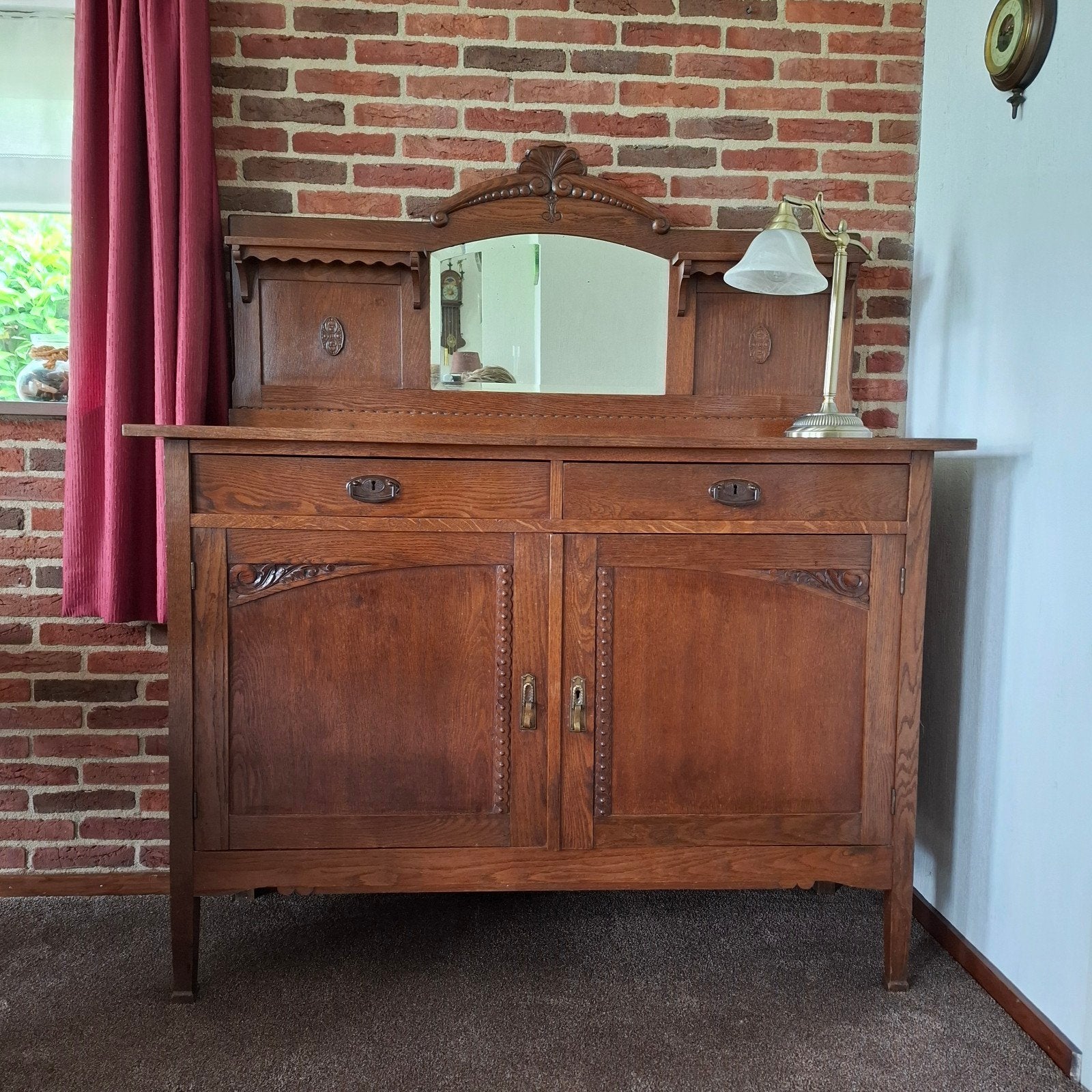 Antiek dressoir met spiegel en lades, Antiek en Kunst, Ophalen
