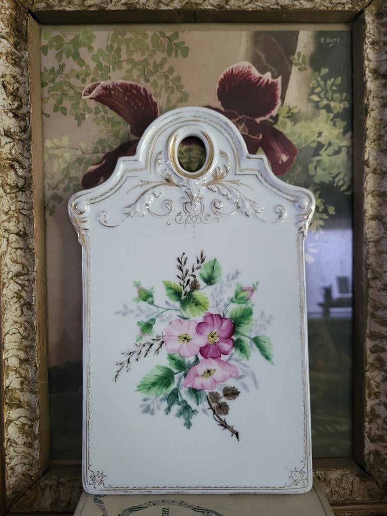 Antiek stenen snijplank goud/bloemen Toen was geluk, Ophalen of Verzenden