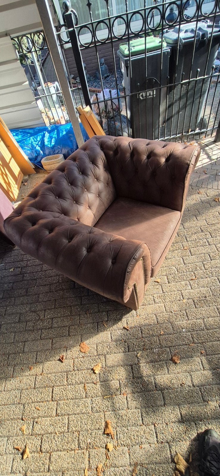 Chesterfield fauteuil - Zo goed als nieuw, Ophalen, Zo goed als nieuw, Leer, Chesterfield