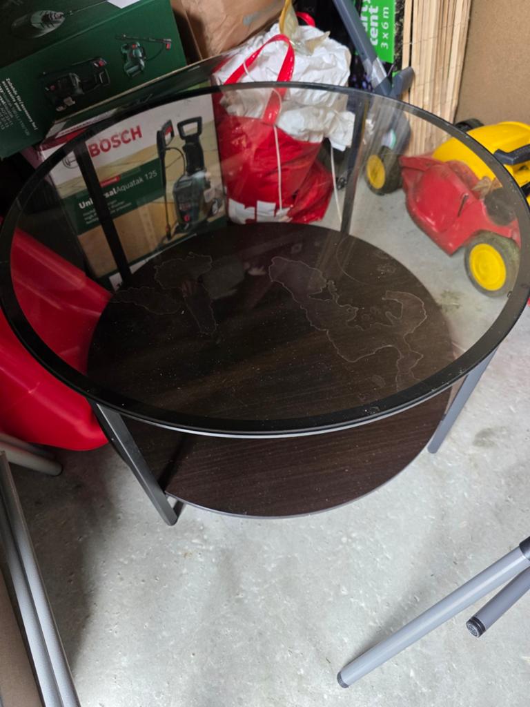 GRATIS Ikea glazen tafel, Huis en Inrichting, Ophalen, Gebruikt, Rond, 55 tot 75 cm