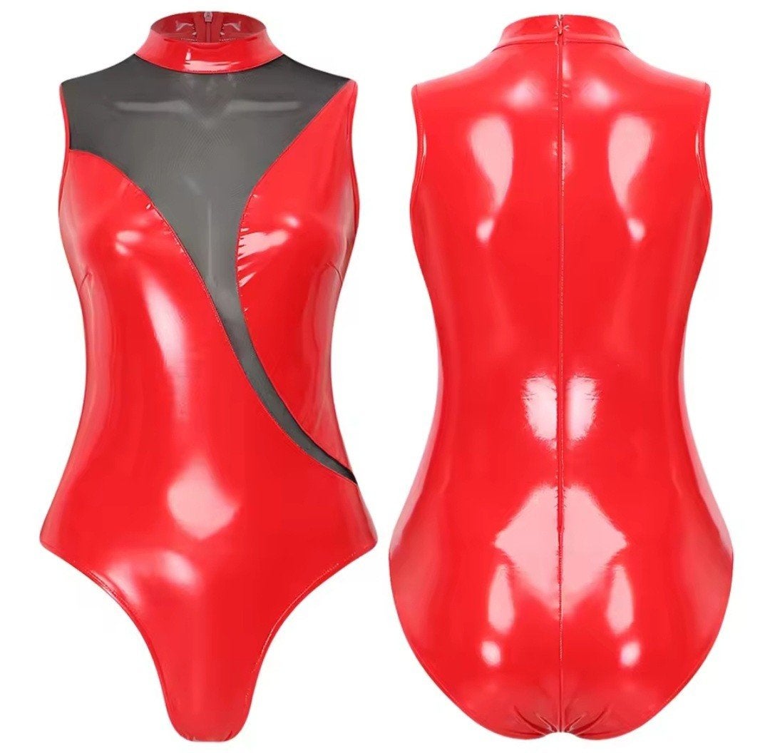 Mooie Lak en Mesh Bodysuit, tm 3XL, Verzenden, Nieuw