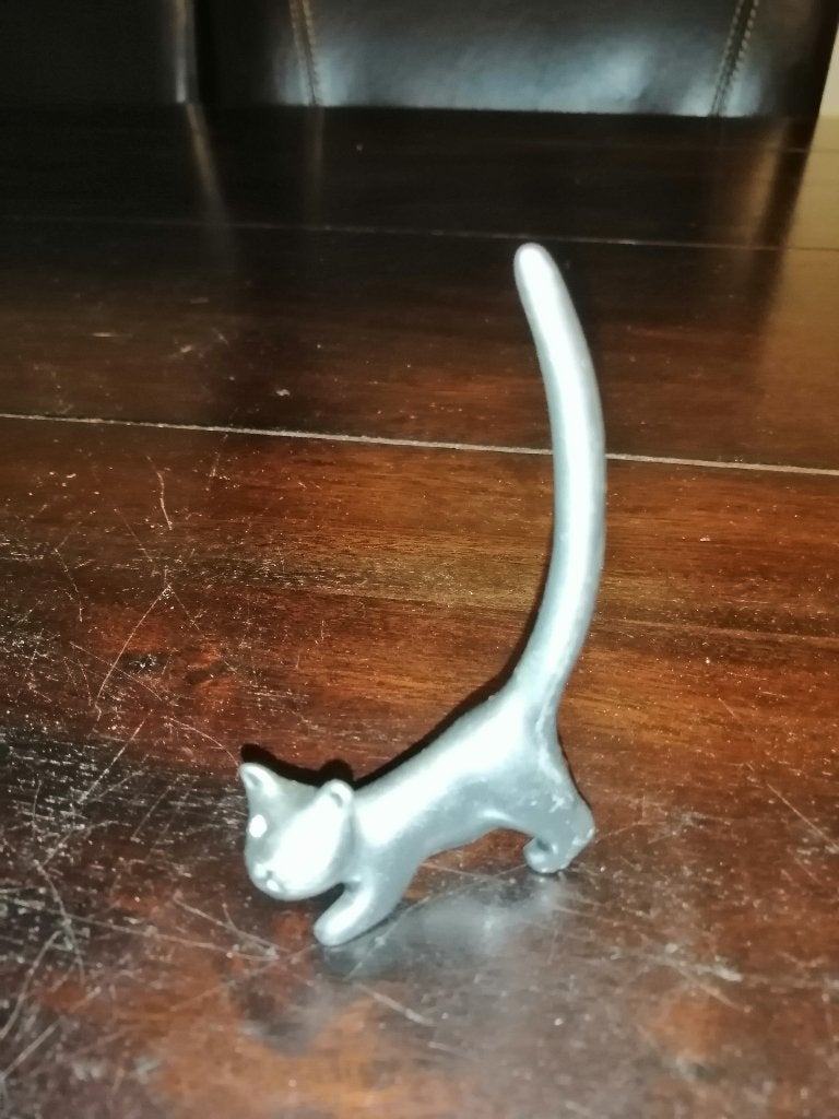 Vintage cat ringhouder met zirkoon ogen, Ophalen of Verzenden, Zo goed als nieuw, Dier