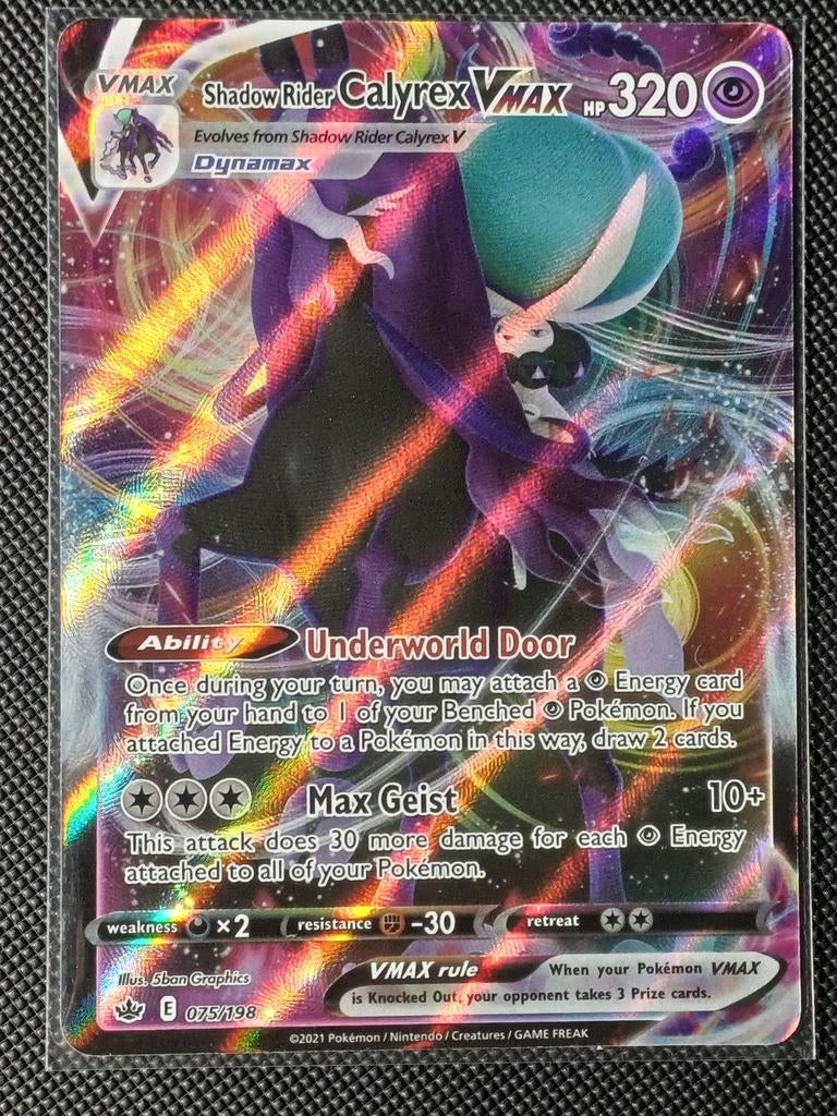 Shadow Rider Calyrex VMAX 075/198 Chilling Reign, Ophalen of Verzenden, Zo goed als nieuw, Losse kaart, Foil