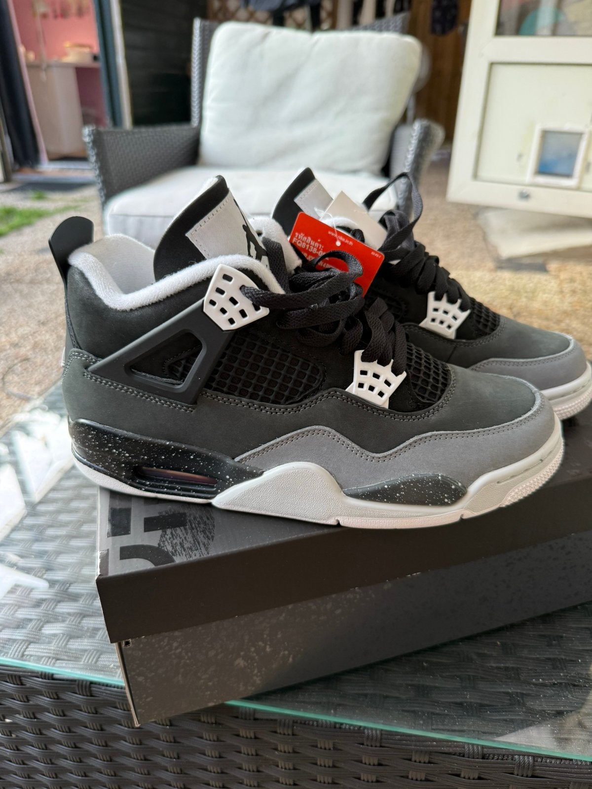 Nike Air Jordan 4 Retro Fear 2024 – maat 41 – NIEUW, Ophalen, Zwart, Nieuw, Sneakers of Gympen